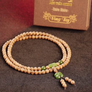 Vòng 108 Hạt Trầm Hương Tự Nhiên Việt Nam Mix Lu Thống Ngọc Bích Cỏ 4 Lá.